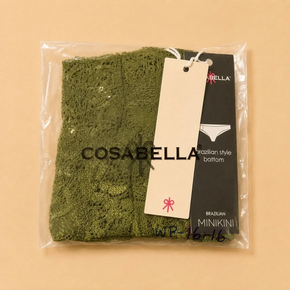 COSABELLA NSN Brazilian Lace Bikini Panty Evergreen Green / O/S - NWT
